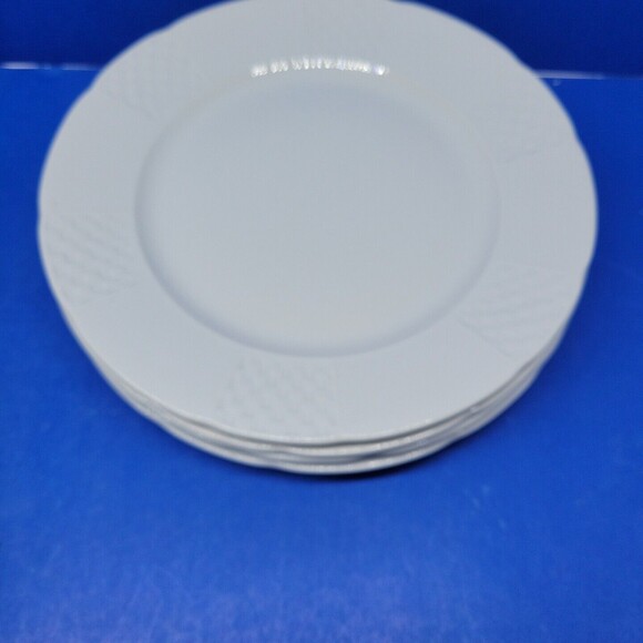 Vista Alegre Basket Weave Gardel Branco White 8" Salad Plates Bundle of 4 - Picture 9 of 9